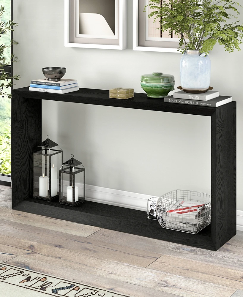 Hudson & Canal Osmond 55" Wide Rectangular Console Table in Black Grain