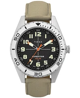 Timex Men's Expedition Field Analog Solar Tan material Strap 43mm Round Watch