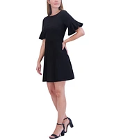 Jessica Howard Women's Flared-Sleeve Scuba Crepe Dress