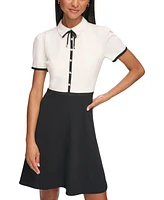 Karl Lagerfeld Paris Women's Collared Contrast-Trim Dress