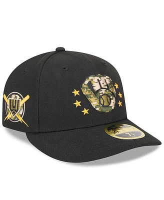 New Era Men's Black Milwaukee Brewers 2024 Armed Forces Day Low Profile 59FIFTY Fitted Hat