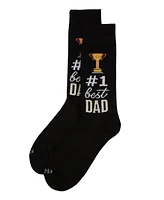 MeMoi Men's 1 Dad Trophy Novelty Crew Sock