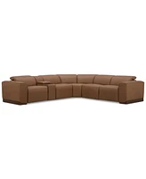 Lovro -Pc. Leather Sectional with Power Motion Chairs & 1 Console