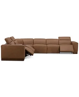 Lovro -Pc. Leather Sectional with Power Motion Chairs & 1 Console