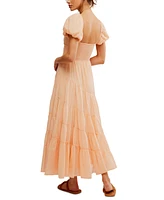 Free People Women's Sundrenched Puff-Sleeve Tiered Dress