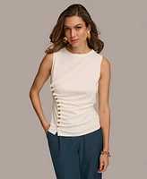 Donna Karan Women's Button Trim Sleeveless Top