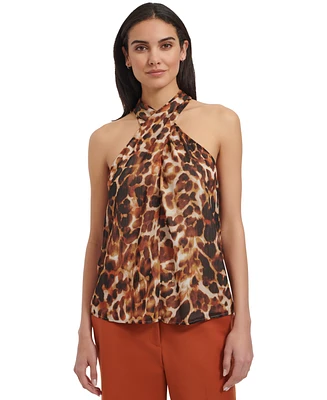 Calvin Klein Women's Printed Crisscross Halter Top