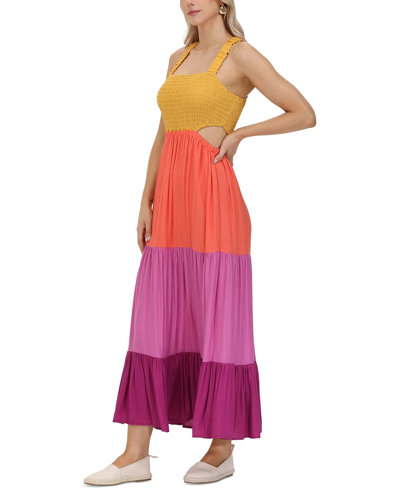 Frye Women's Smocked Colorblock Maxi Dress