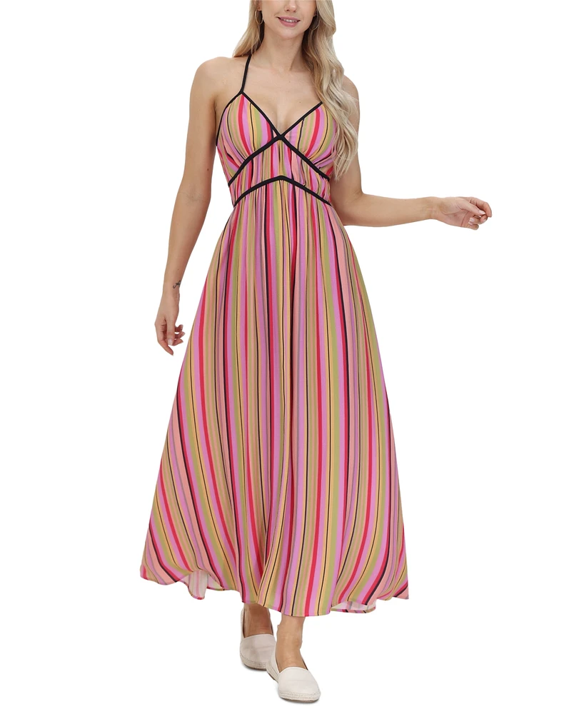 Frye Women's Striped Cross-Back Maxi Dress