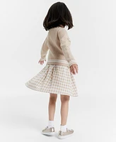 Rare Editions Little Girls Cardigan & Gingham Dress Set