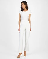 Kasper Straight-Leg Modern Crepe Dress Pants