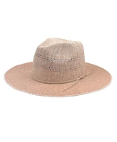 Marcus Adler Women's Straw Panama Hat with Suede Braided Trim