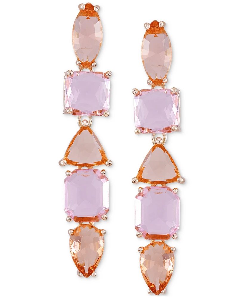 Guess Mixed Cut Crystal Linear Drop Earrings
