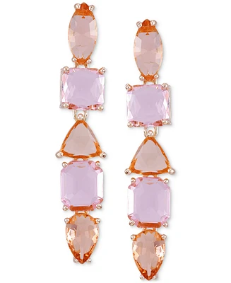 Guess Mixed Cut Crystal Linear Drop Earrings