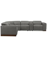 Lovro 7-Pc. Leather Sectional with 3 Power Motion Chairs & 2 Consoles, Created for Macy's