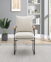 Office Star Dutton Armchair in Fabric with Natural Arms and Black Sled Base