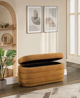 Office Star Clifford Storage Bench in Medallion Sherpa Fabric