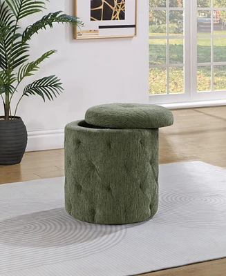 Office Star Erindale Round Storage Ottoman in Pine Fabric