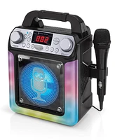 Singing Machine, Groove Mini, Portable Karaoke Machine with Wired Mic, Bluetooth, Led Lights