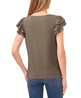 CeCe Women's Ruffled Flutter-Sleeve Short Sleeve Knit Top