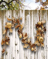 National Tree Company 6' Artificial Autumn Garland, White, Made with Pumpkins, Gourds, Maple Leaves, Pinecones, Berry Clusters, Autumn Collection