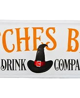 National Tree Company 31" Hanging Wall Decoration, White, 'Witches Brew Drink Company', Metal Construction, Halloween Collection