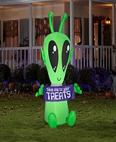 National Tree Company 7' Inflatable Decoration, Multi, Alien with Sign, Led Lights, Plug In, Halloween Collection