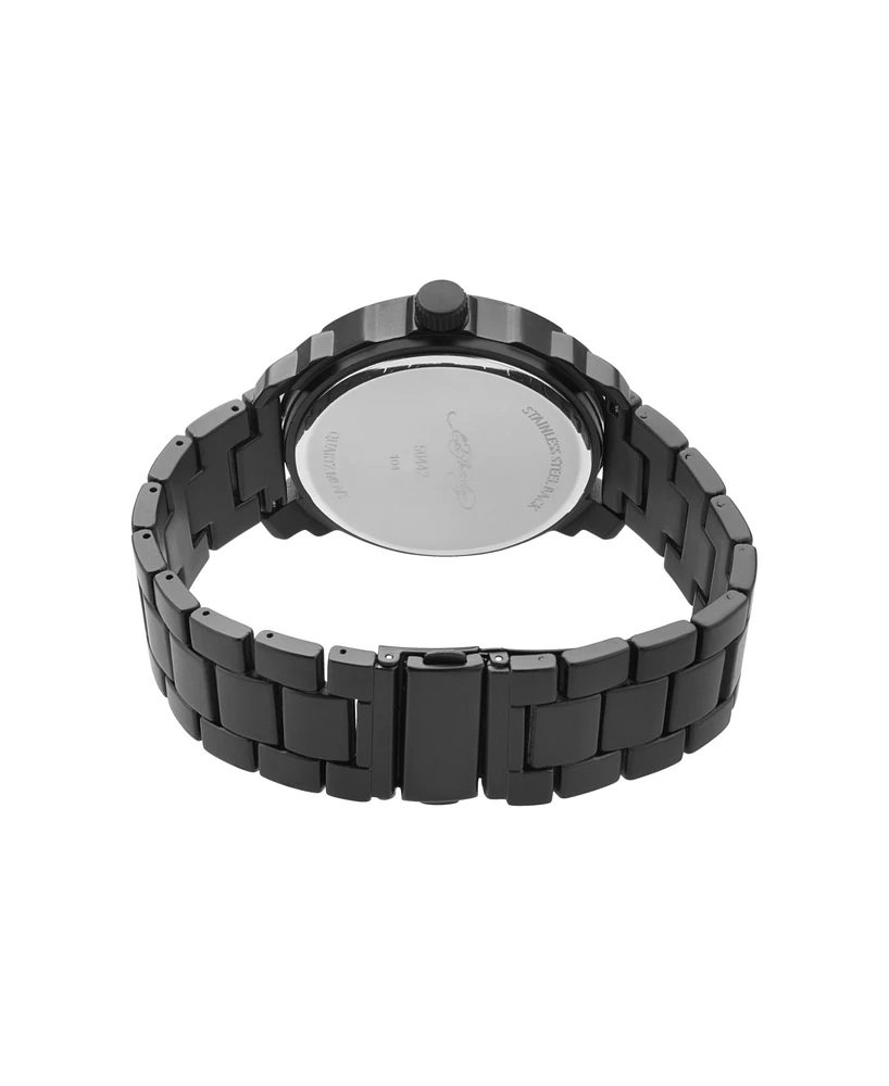 Ed Hardy Men's Matte Black Metal Bracelet Watch 46mm