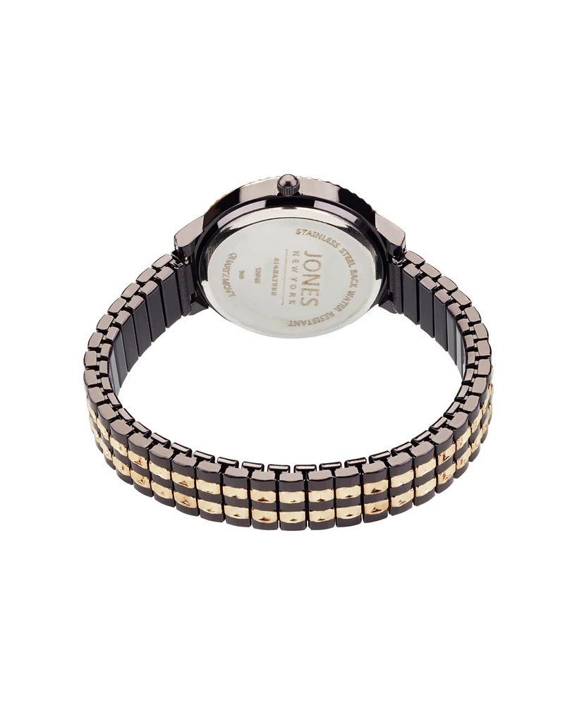 Jones New York Women's Genuine Diamond Gold-Tone and Black Multi-Link Expansion Metal Bracelet Analog Watch 31mm - Gold