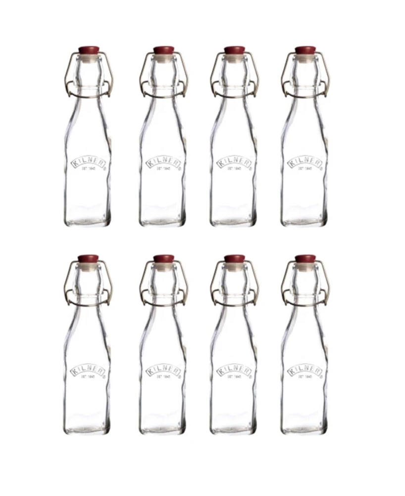 Kilner Set of 8 Square Clip Top Bottles