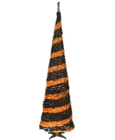 National Tree Company 7.5' Artificial Halloween Tree, Black and Orange, Tinsel, Includes Stand, Halloween Collection