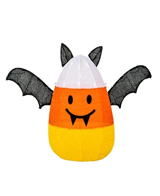 National Tree Company 27" Lawn Decoration, Orange, Candy Corn Bat, Led Lights, Plug In, Halloween Collection