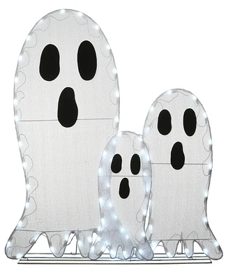 National Tree Company 36" Pre-Lit Ghost Trio Outdoor Decoration, Led Lights, Halloween Collection
