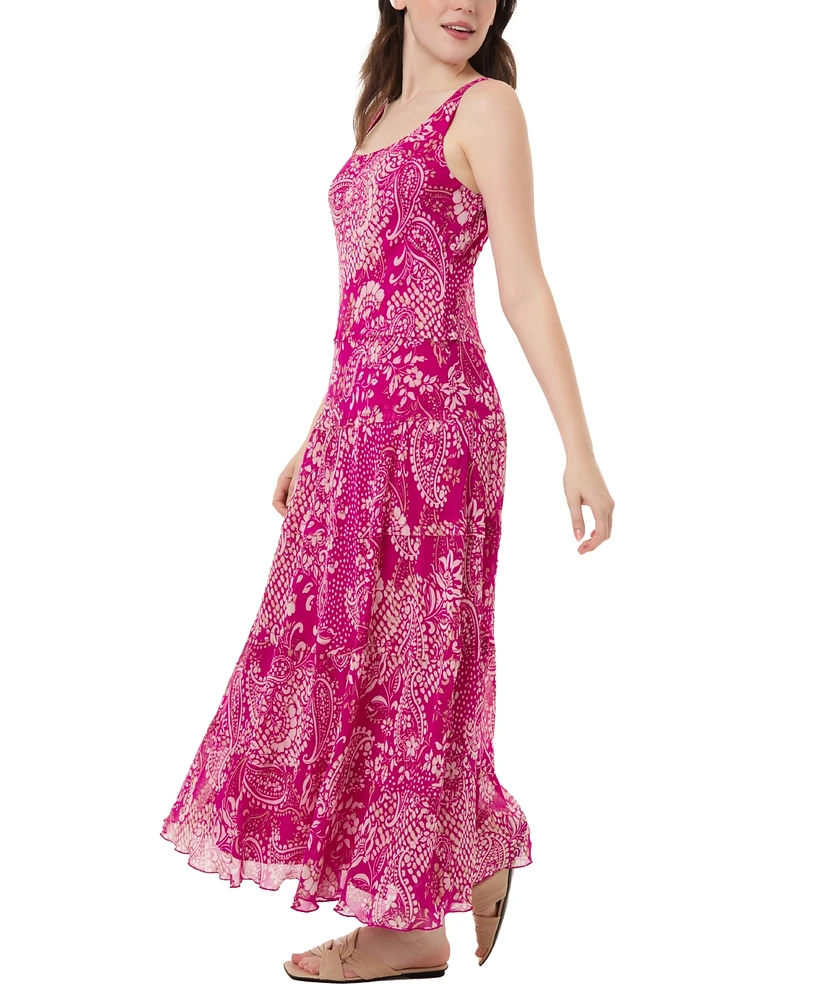 Jones New York Petite Printed Tiered Maxi Dress