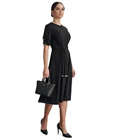 Dkny Women's Round-Neck Scuba Crepe Fit & Flare Dress