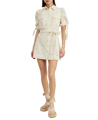 En Saison Women's Cordelia Embroidered Eyelet Mini Dress