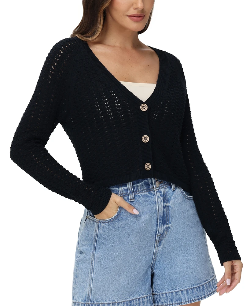 Frye Women's Cotton Pointelle Cropped Cardigan