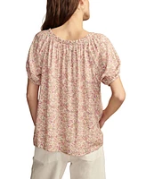 Lucky Brand Women's Notched Short-Sleeve Peasant Top