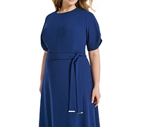 Dkny Plus Size Round-Neck Fit & Flare Scuba Crepe Dress