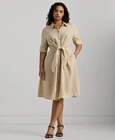 Lauren Ralph Lauren Plus Size Tie-Front Shirtdress