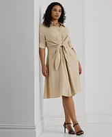 Lauren Ralph Lauren Plus Size Tie-Front Shirtdress