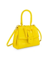Mac Duggal Crocodile Leather Buckle Detail Mini Handbag