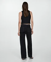 Mango Women's Straight Pleated Jeans