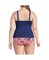 Lands' End Women's V-Neck Wrap Underwire Tankini Swimsuit Top Adjustable Straps