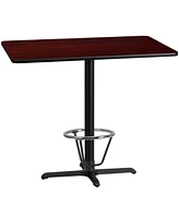 Emma+Oliver 30"X48" Rectangular Laminate Bar Table With 23.5"X29.5" Foot Ring Base