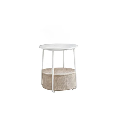 Slickblue Round Modern Nightstand with Fabric Basket