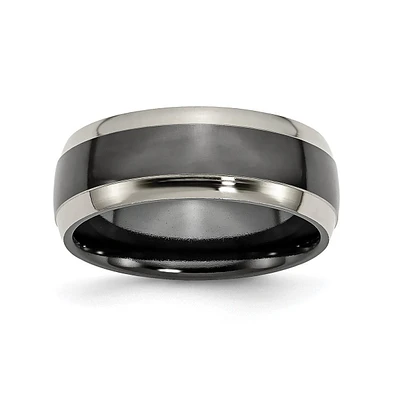 Chisel Titanium Black Ti Polished Concave Wedding Band Ring