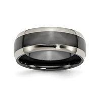Chisel Titanium Black Ti Polished Concave Wedding Band Ring