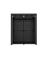 Slickblue Closet Storage Organizer, Portable Wardrobe With Hanging Rods, Clothes Rack, Foldable, Cloakroom