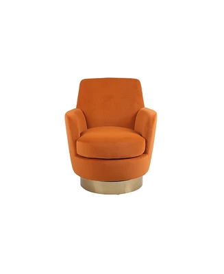 Simplie Fun Orange Velvet Swivel Accent Chair